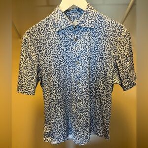 johnnie-O Blue and White Patterned Men's Shirt